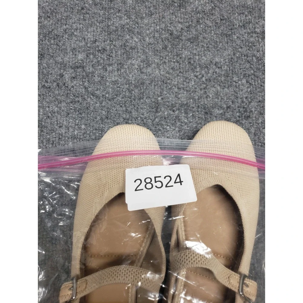 Rachel Zoe Women Mary Jane Ballet 10M Beige Adjustable Strap Flat Comfort Shoes